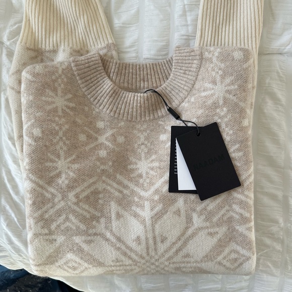 NWT Naadam cashmere fair isle holiday snowflake sweater - Picture 3 of 6